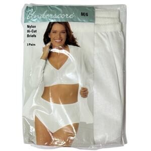 Vintage Underscore NYLON HI-CUT BRIEFS 3-Pack Size 6 White Cotton Liner NEW NOS